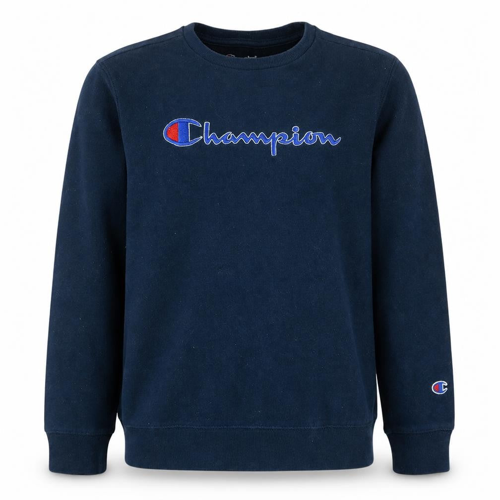 Champion Boys Blue Pullover Sweatshirt L Logo Embroidered Fleece