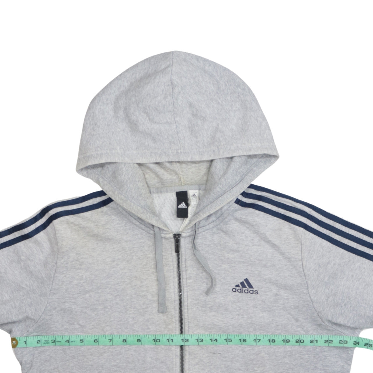 Adidas Men’s Grey Full Zip Hoodie L Regular Fit Sports Style
