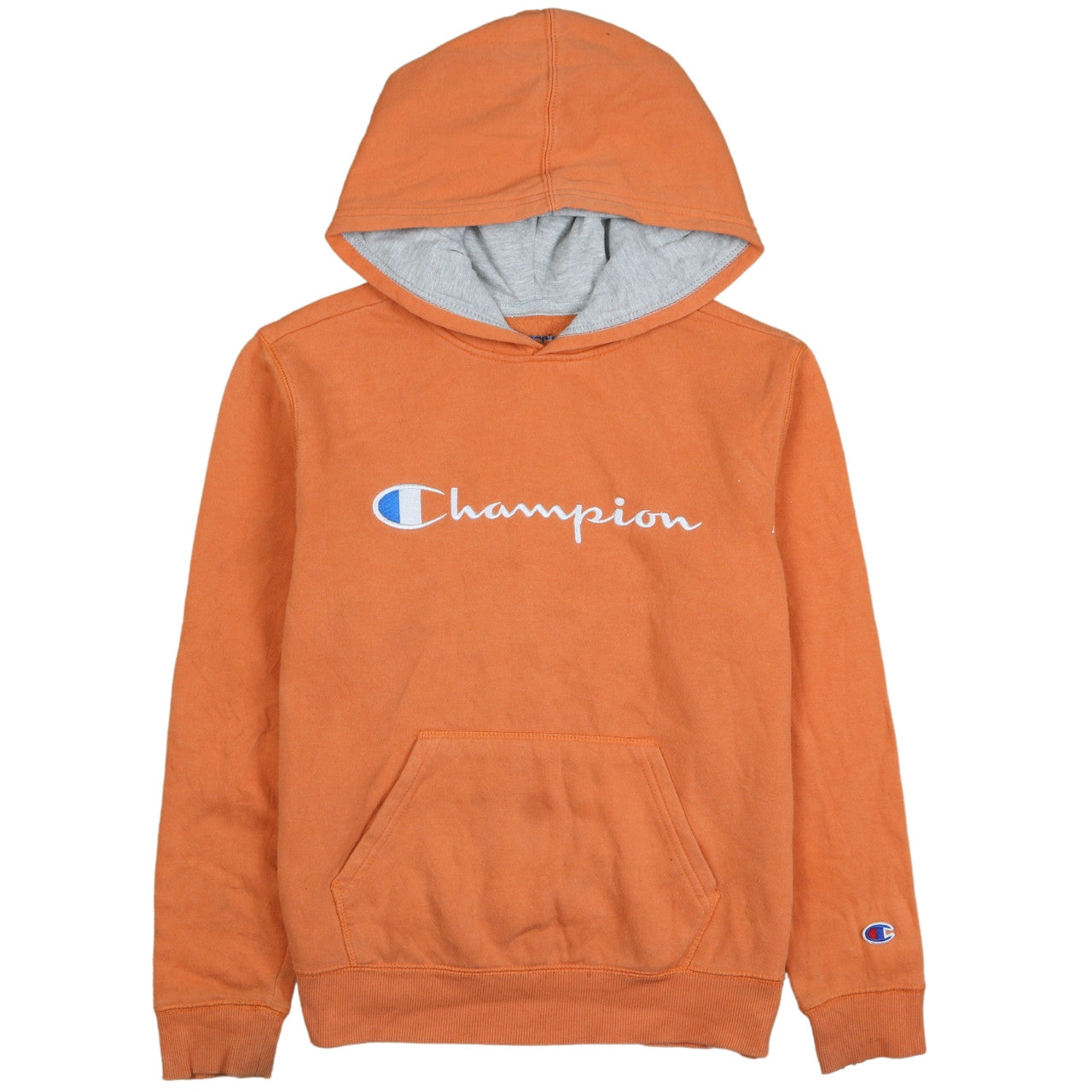 Champion Boys Orange Pullover Hoodie Large Cotton Blend Logo Sweatshirt