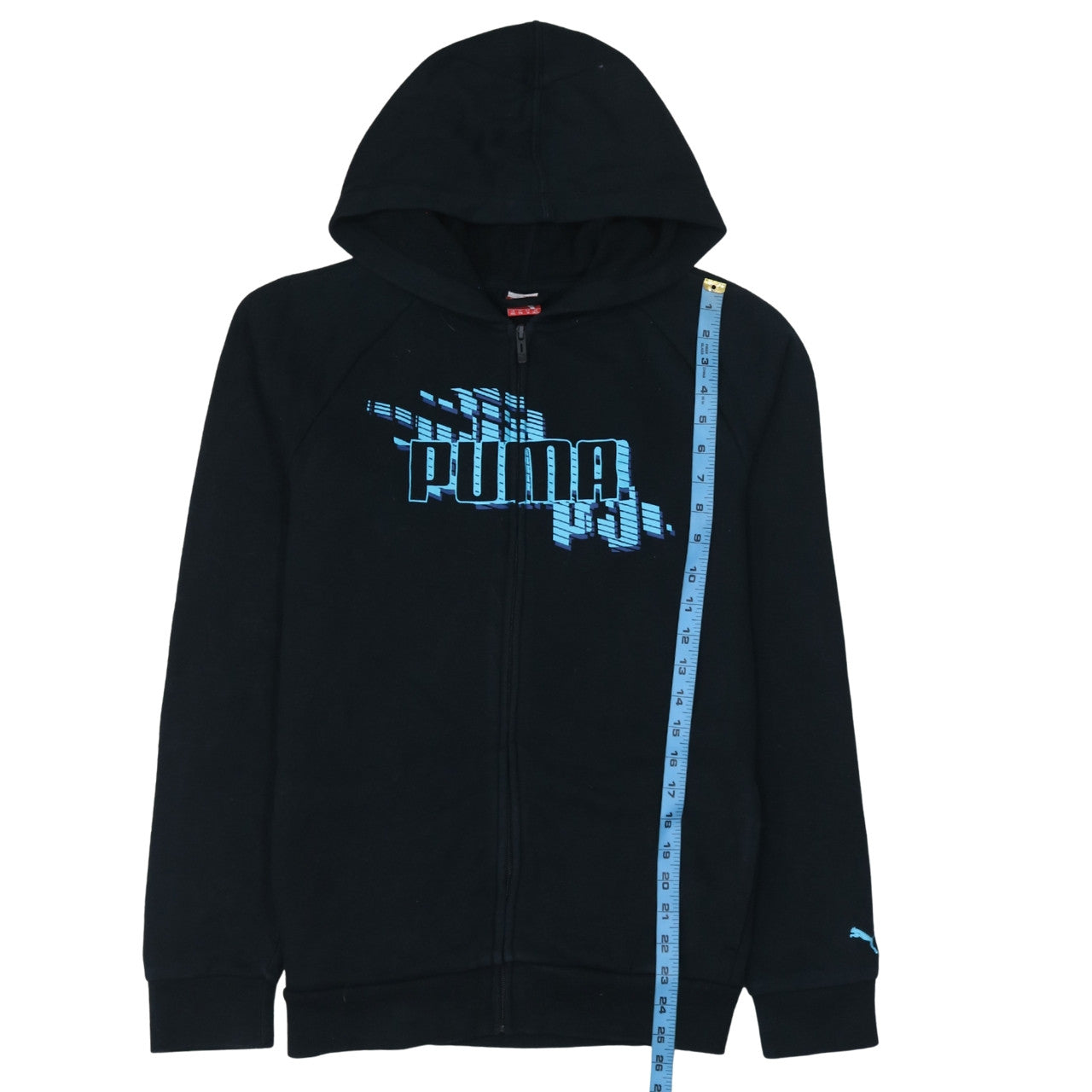 Puma Boys Black Full Zip Hoodie Sweatshirt Size 13-14 Years Cotton Blend