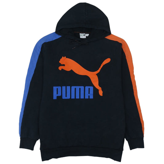 Puma Men’s Black XL Pullover Hoodie with Logo Graphic and Colour Block Sleeves