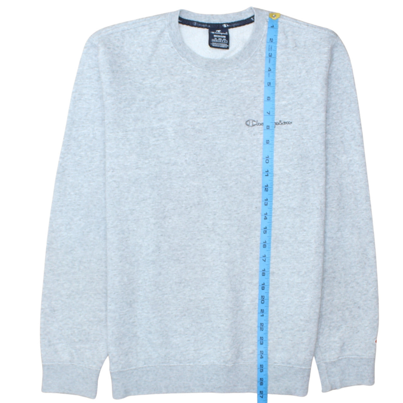 Champion Men's Grey Logo Crew Neck Fleece Sweatshirt Size M