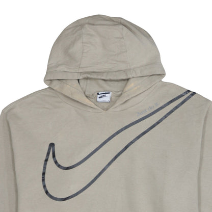 Nike Men Beige Pullover Hoodie M Logo Graphic Sportswear