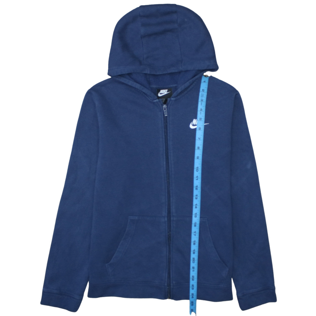 Nike Boys Blue Full Zip Fleece Hoodie XL 158-170cm Logo Casual Sportswear