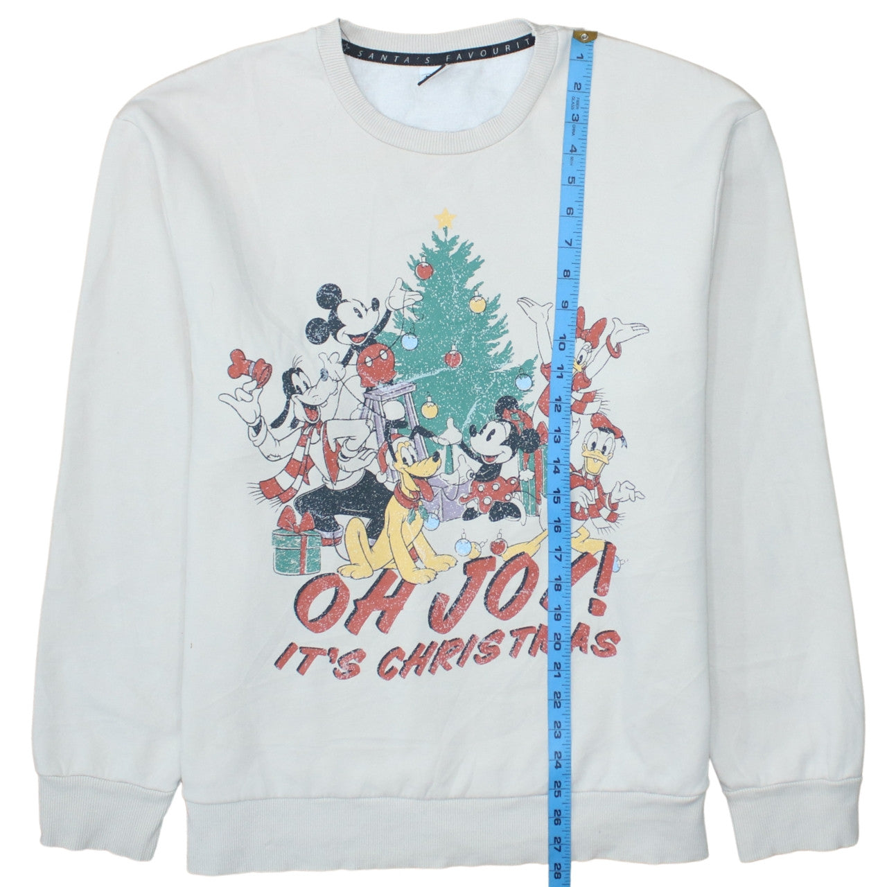 Disney at George Women White Christmas Mickey Sweatshirt Size L 16-18
