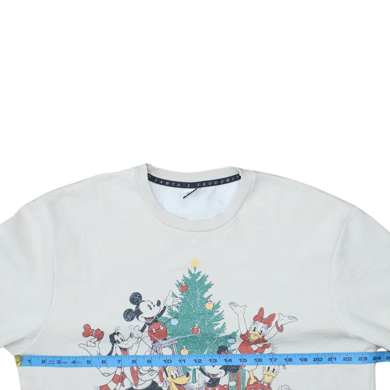 Disney at George Women White Christmas Mickey Sweatshirt Size L 16-18