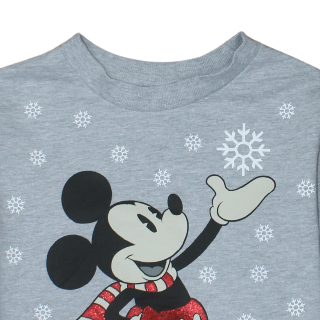 Disney Women Grey Mickey Mouse Glitter Graphic Sweatshirt Size 8
