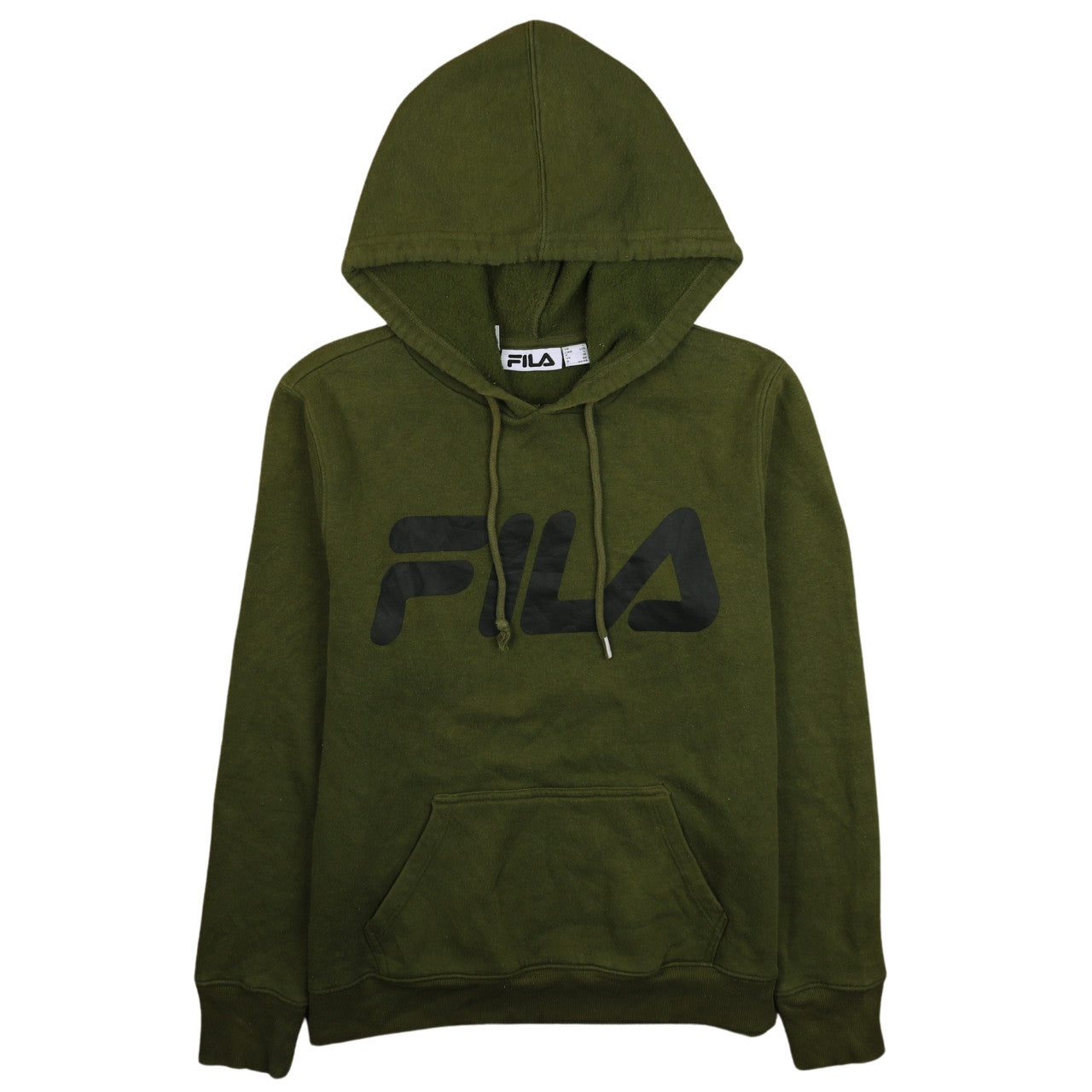 FILA Womens Green Pullover Hoodie Size L Logo Casual Sweatshirt
