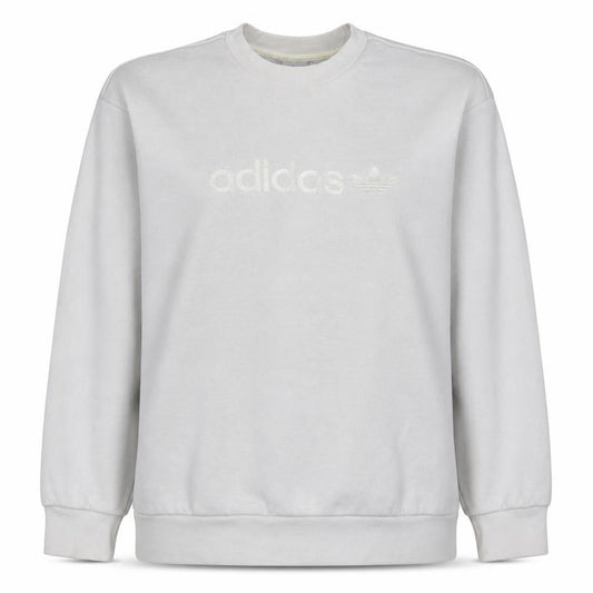 Adidas Women Ivory Crew Neck Logo Pullover Sweatshirt Size 12