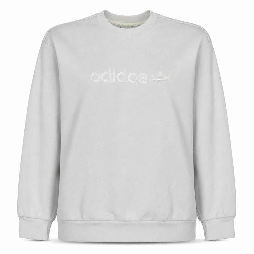 Adidas Women Ivory Crew Neck Logo Pullover Sweatshirt Size 12