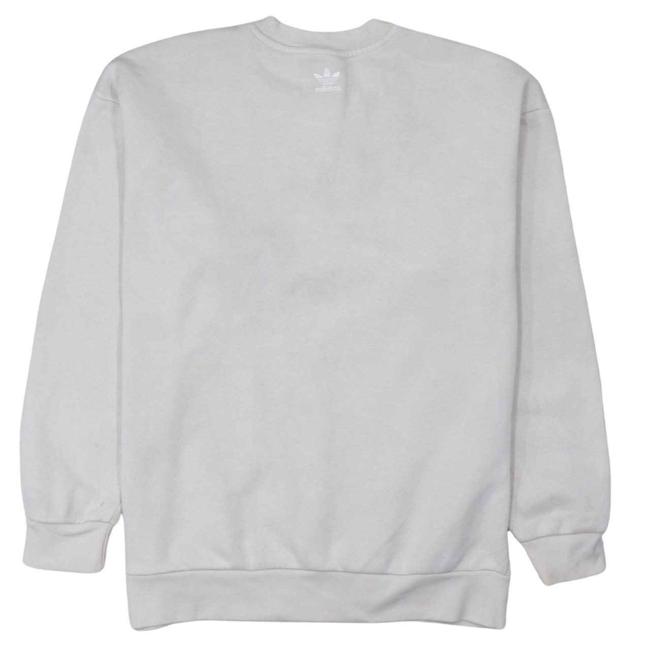 Adidas Women Ivory Crew Neck Logo Pullover Sweatshirt Size 12