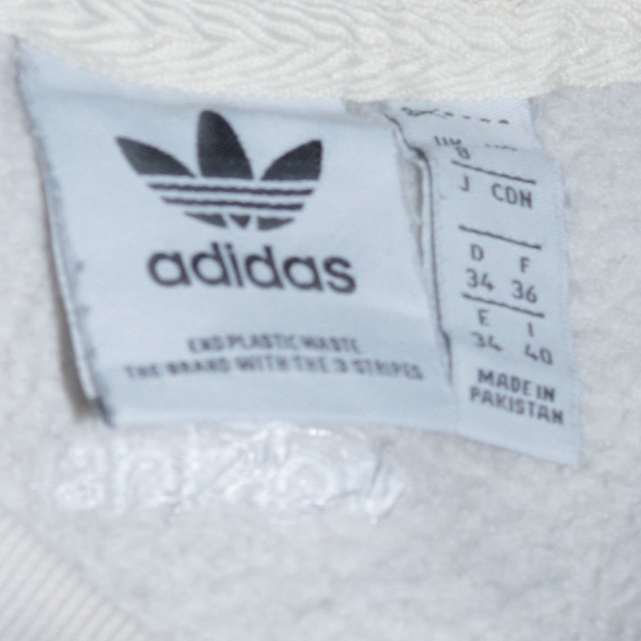 Adidas Women Ivory Crew Neck Logo Pullover Sweatshirt Size 12