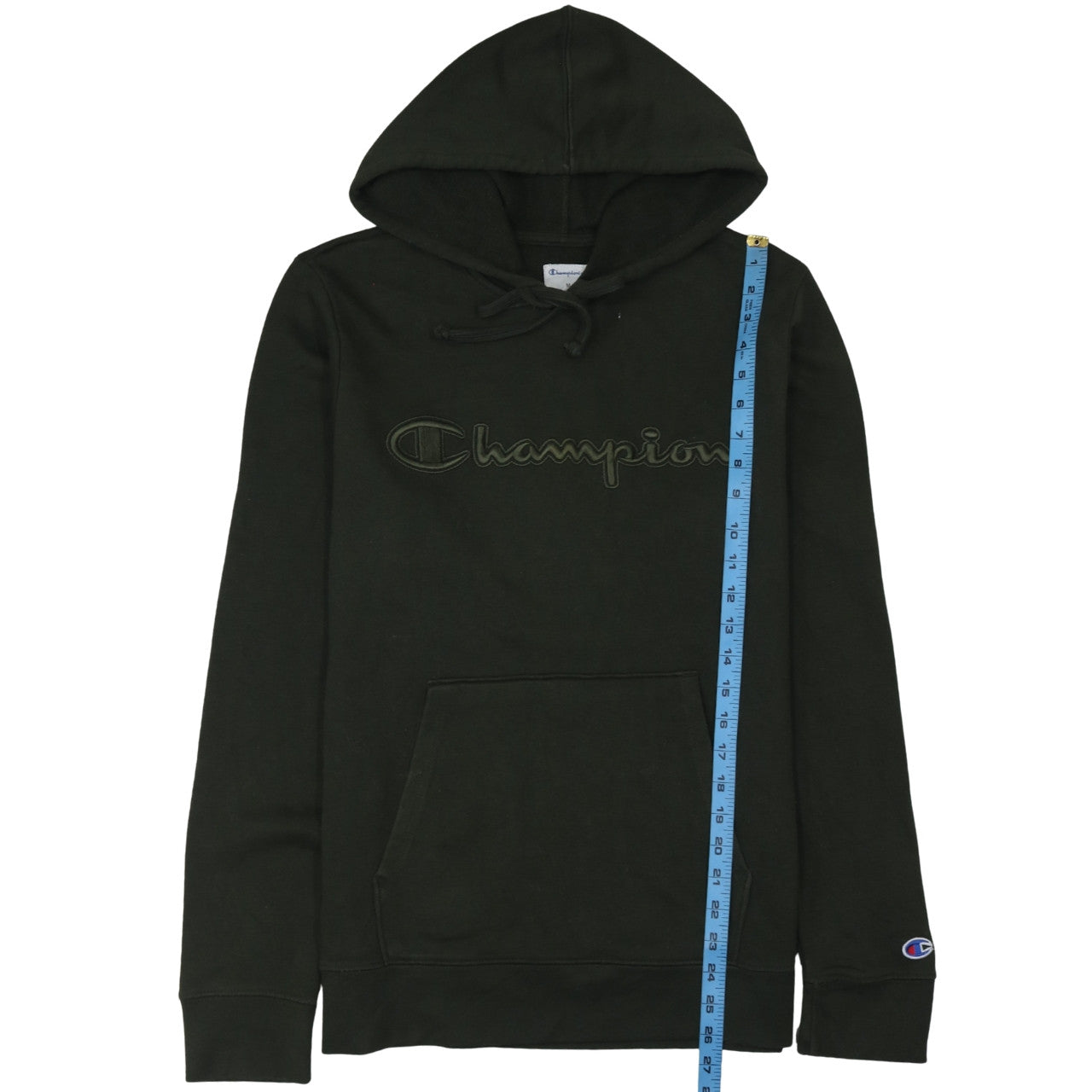 Champion Men's Green Pullover Hoodie M Embroidered Logo Fleece