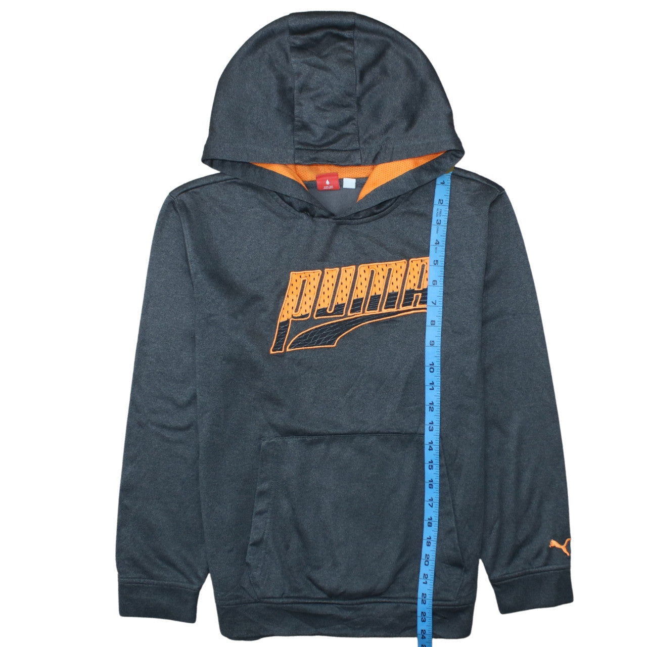 Puma Boys Grey Pullover Hoodie L Graphic Print Fleece Sportswear