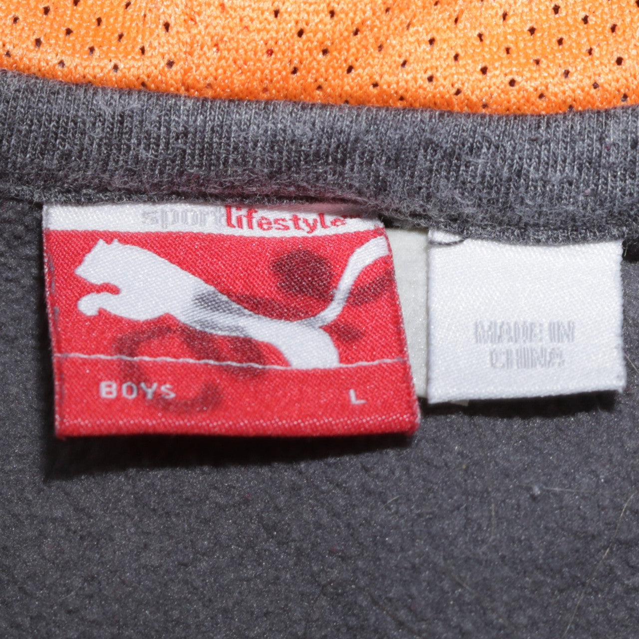 Puma Boys Grey Pullover Hoodie L Graphic Print Fleece Sportswear