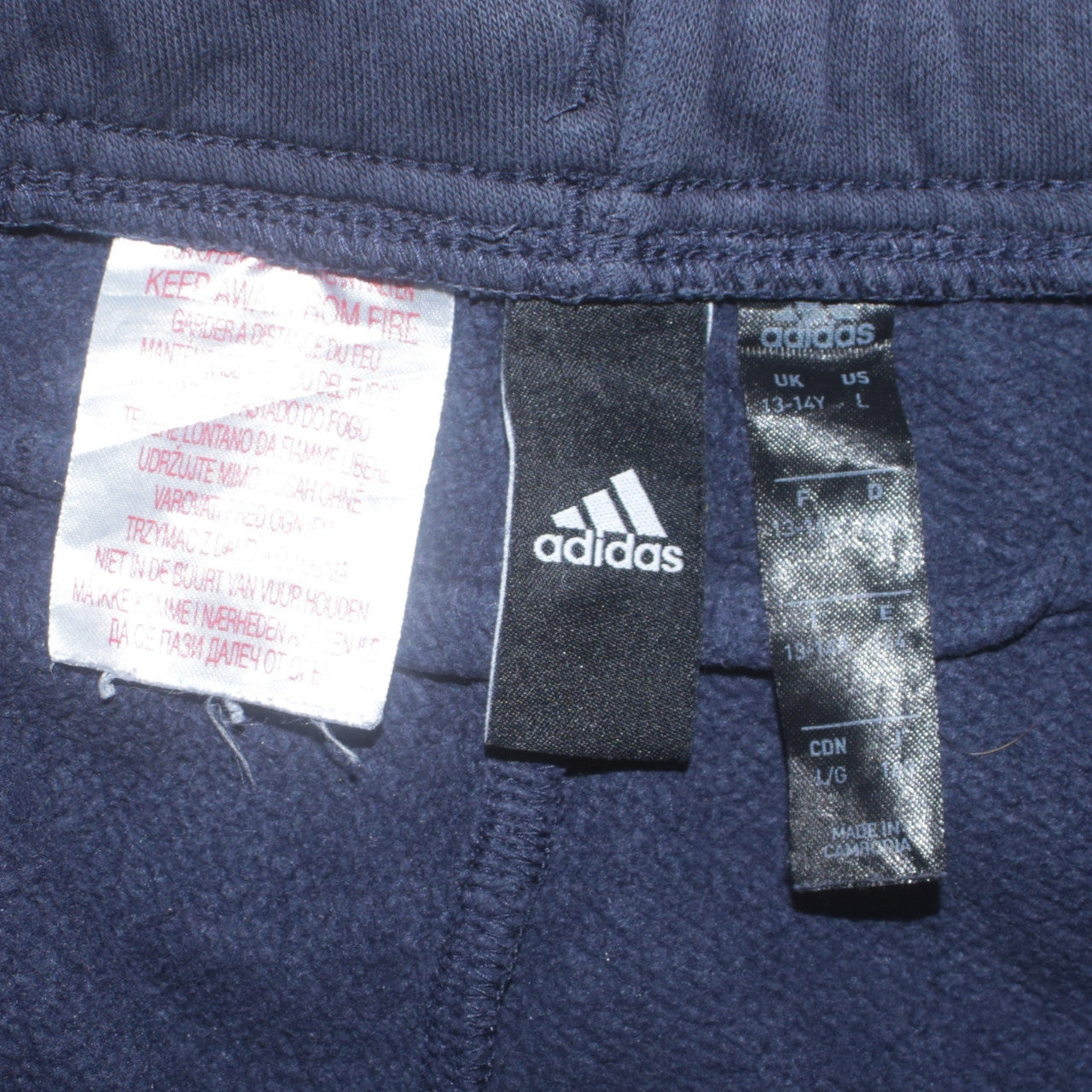Adidas Boys Blue Jogger Sweatpants 13-14 Years Cotton Blend Fleece Tapered Fit