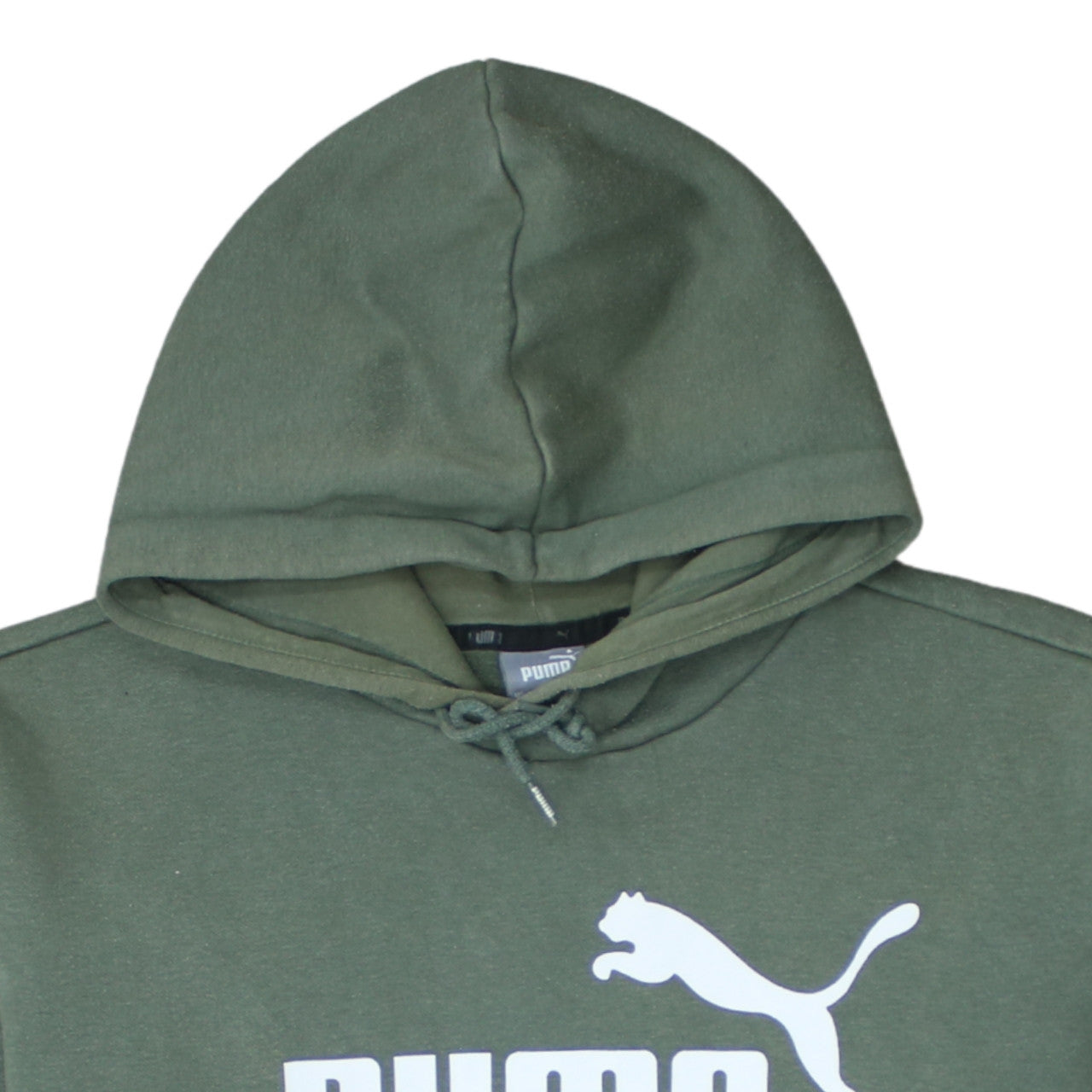 Puma Men's Green Pullover Hoodie L Logo Front Kangaroo Pocket