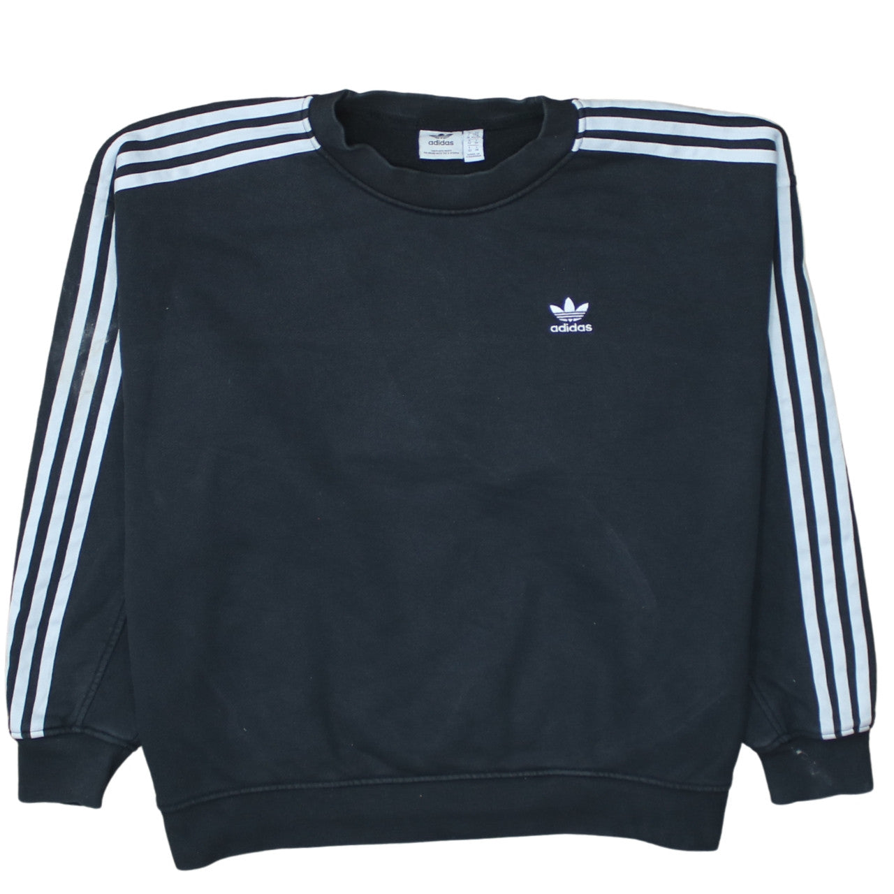 Adidas Womens Black Crew Neck Sweatshirt XS Cotton Logo Classic Style