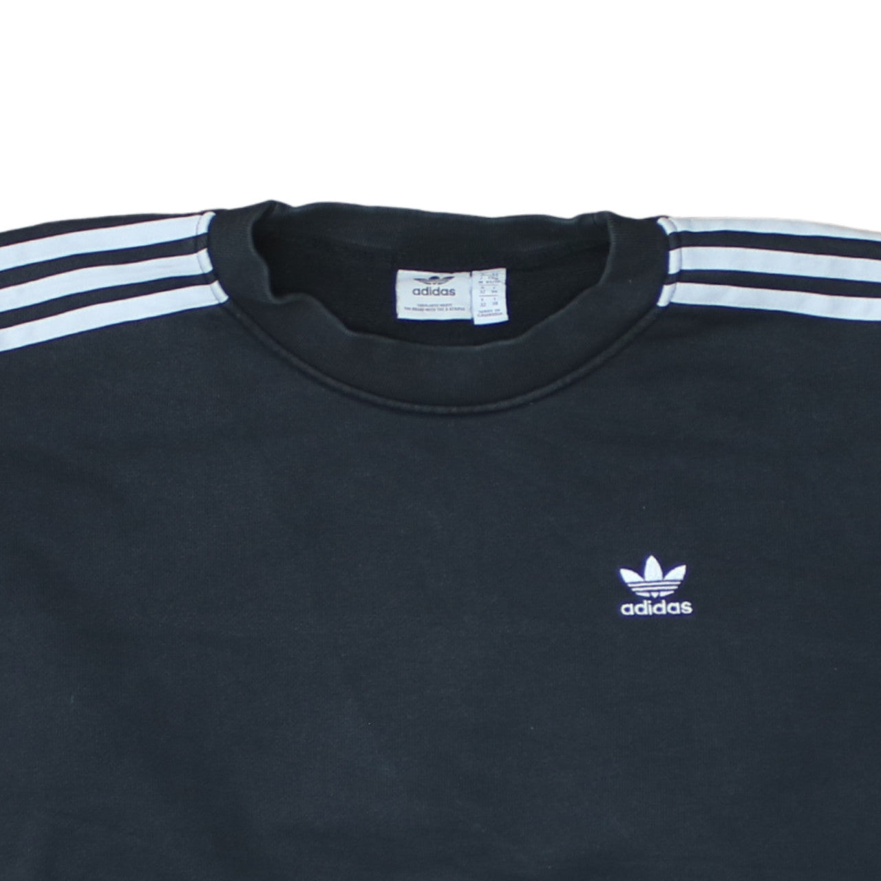 Adidas Womens Black Crew Neck Sweatshirt XS Cotton Logo Classic Style