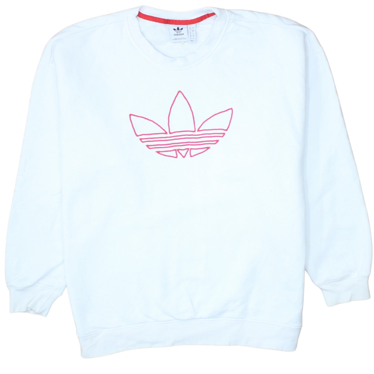 Adidas Womens White Sweatshirt Size 12 Crew Neck Logo Pullover