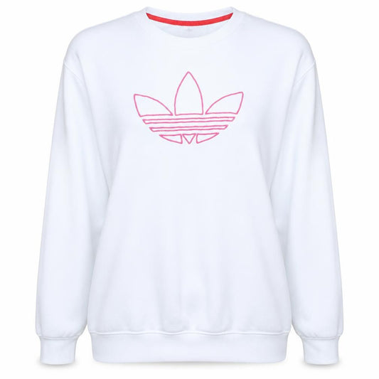 Adidas Womens White Sweatshirt Size 12 Crew Neck Logo Pullover