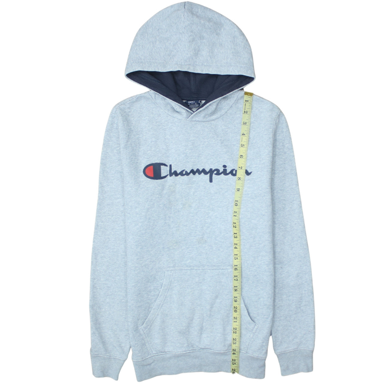 Champion Men's Grey Pullover Hoodie Small Logo Fleece Sweatshirt
