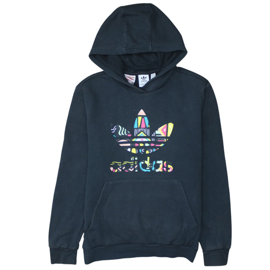 Adidas Boys Black Pullover Hoodie 13-14 Years Graphic Logo Sweatshirt