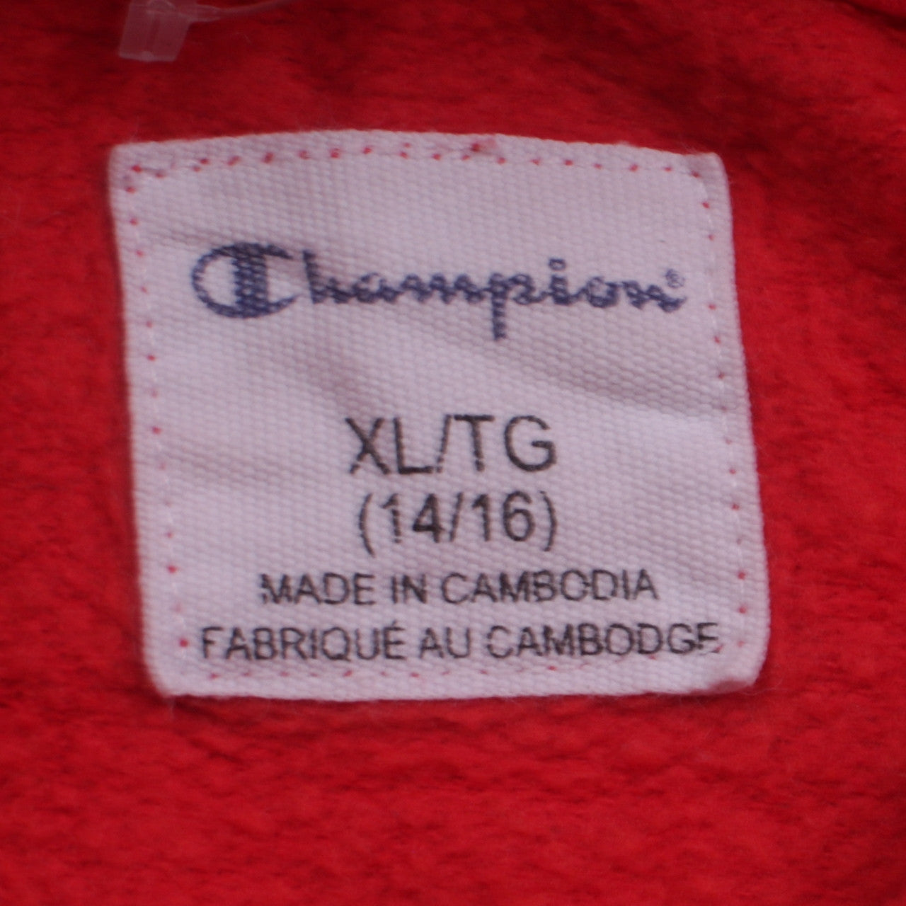 Champion Womens Red Pullover Hoodie XL (14/16) Logo Print Casual