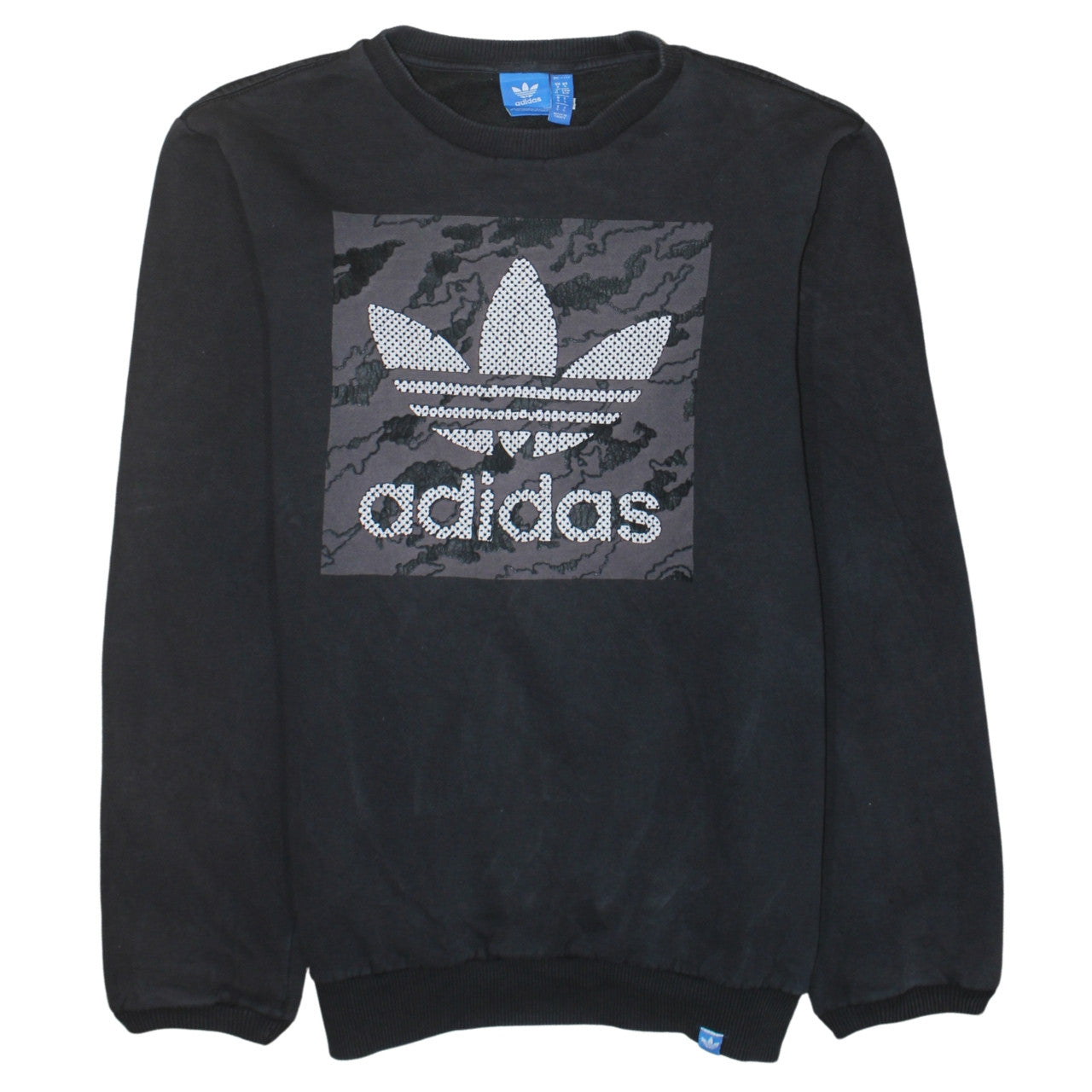 Adidas Men's Black Sequin Logo Pullover Sweatshirt Size S