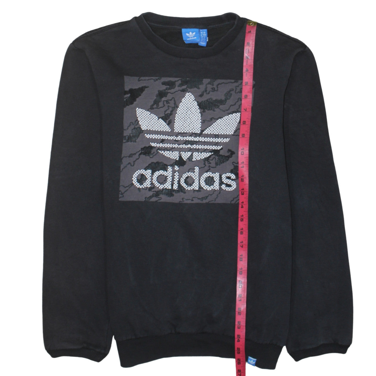 Adidas Men's Black Sequin Logo Pullover Sweatshirt Size S