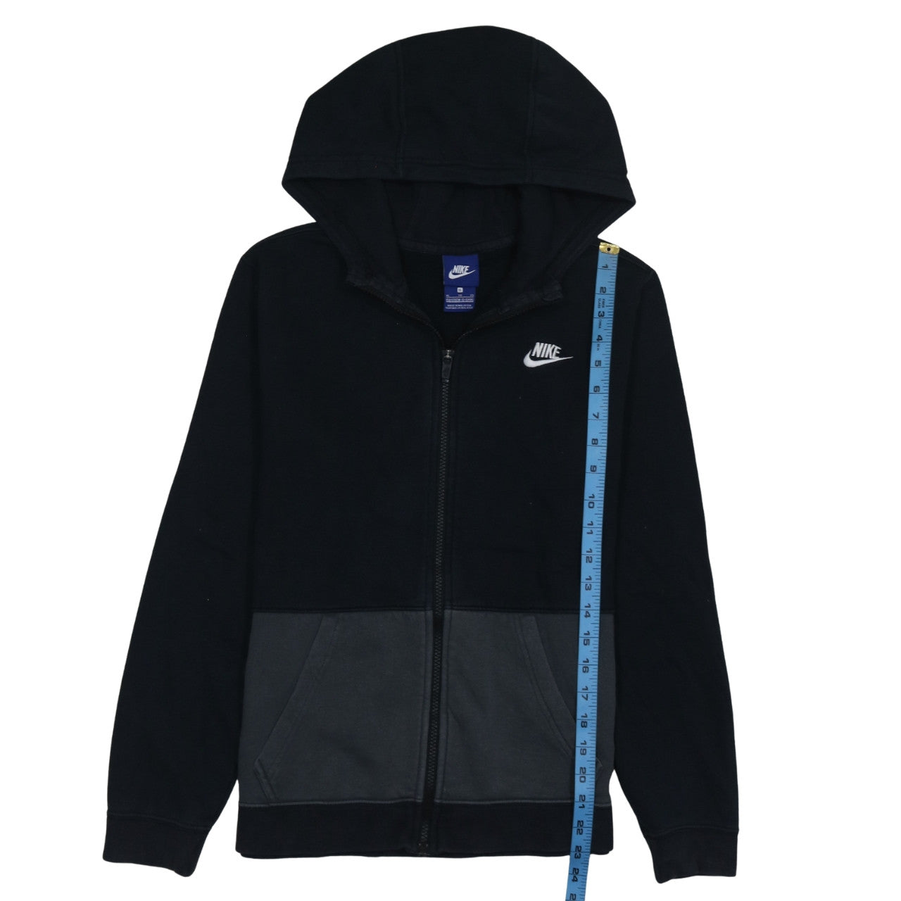 Nike Boys Black Colourblock Full Zip Hoodie XL 13-15 Years Cotton Blend