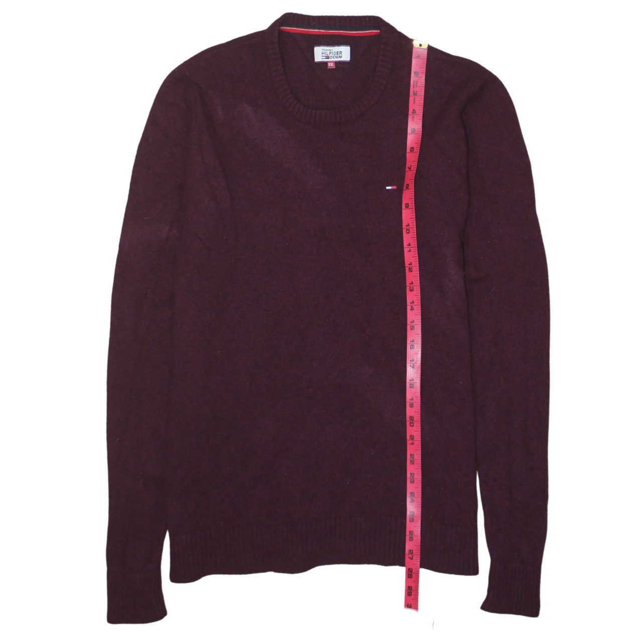 Tommy Hilfiger Men’s Red Crew Neck Wool Jumper 2XL