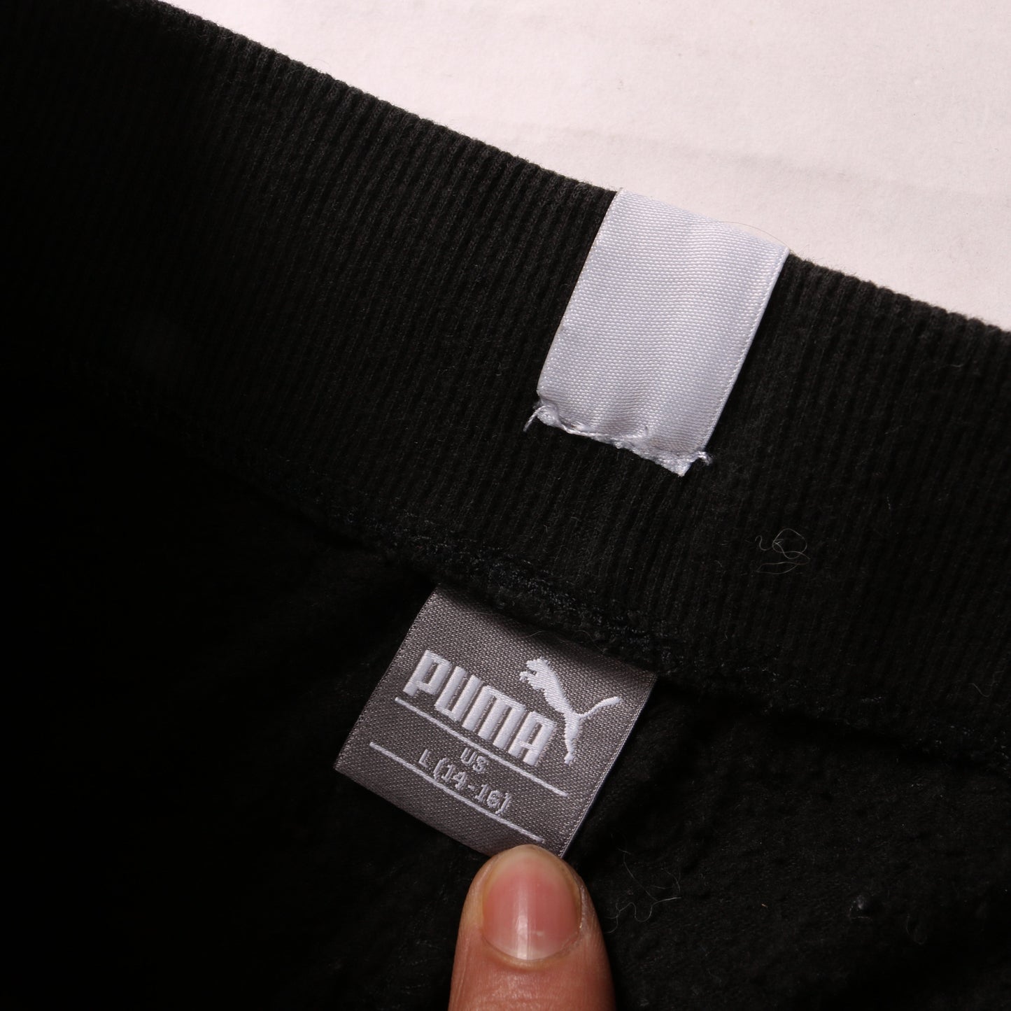 Puma Teens Black Jogger Trousers Size 14 Fleece Logo Activewear