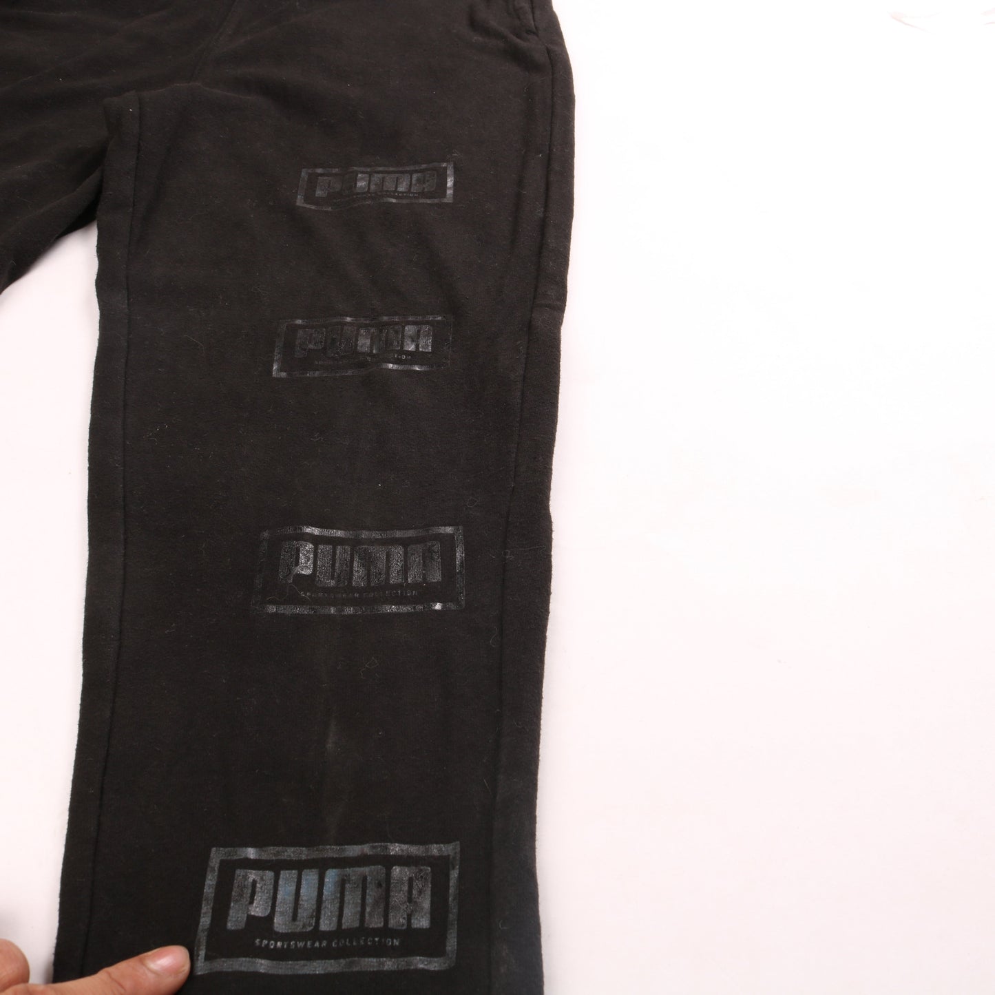 Puma Teens Black Jogger Trousers Size 14 Fleece Logo Activewear