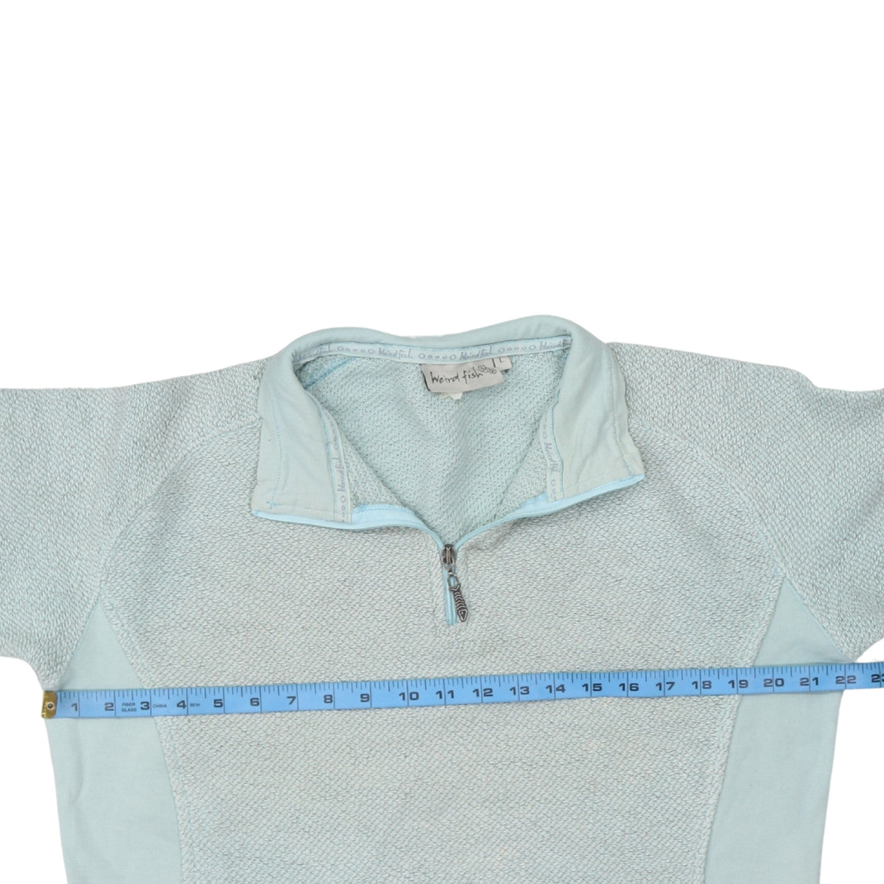 Weird Fish Women Blue 1/4 Zip Cotton Sweatshirt Size L