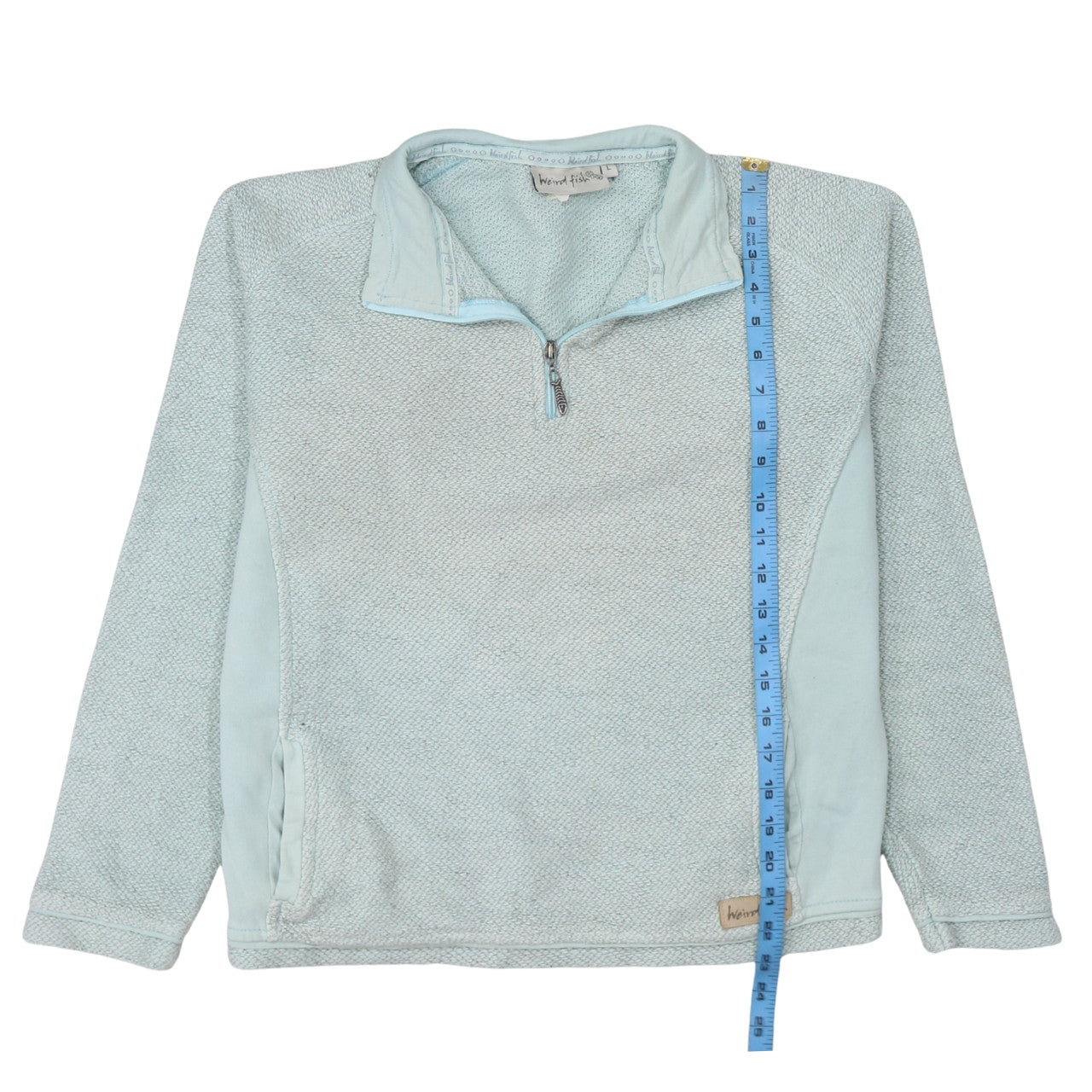 Weird Fish Women Blue 1/4 Zip Cotton Sweatshirt Size L