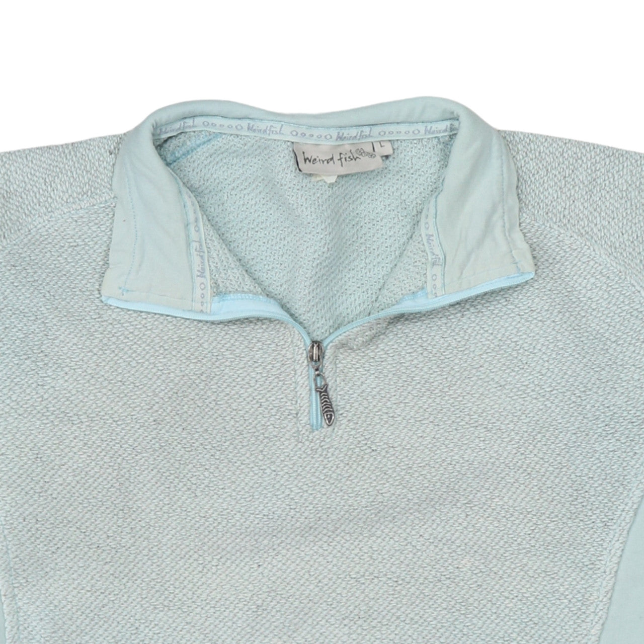 Weird Fish Women Blue 1/4 Zip Cotton Sweatshirt Size L