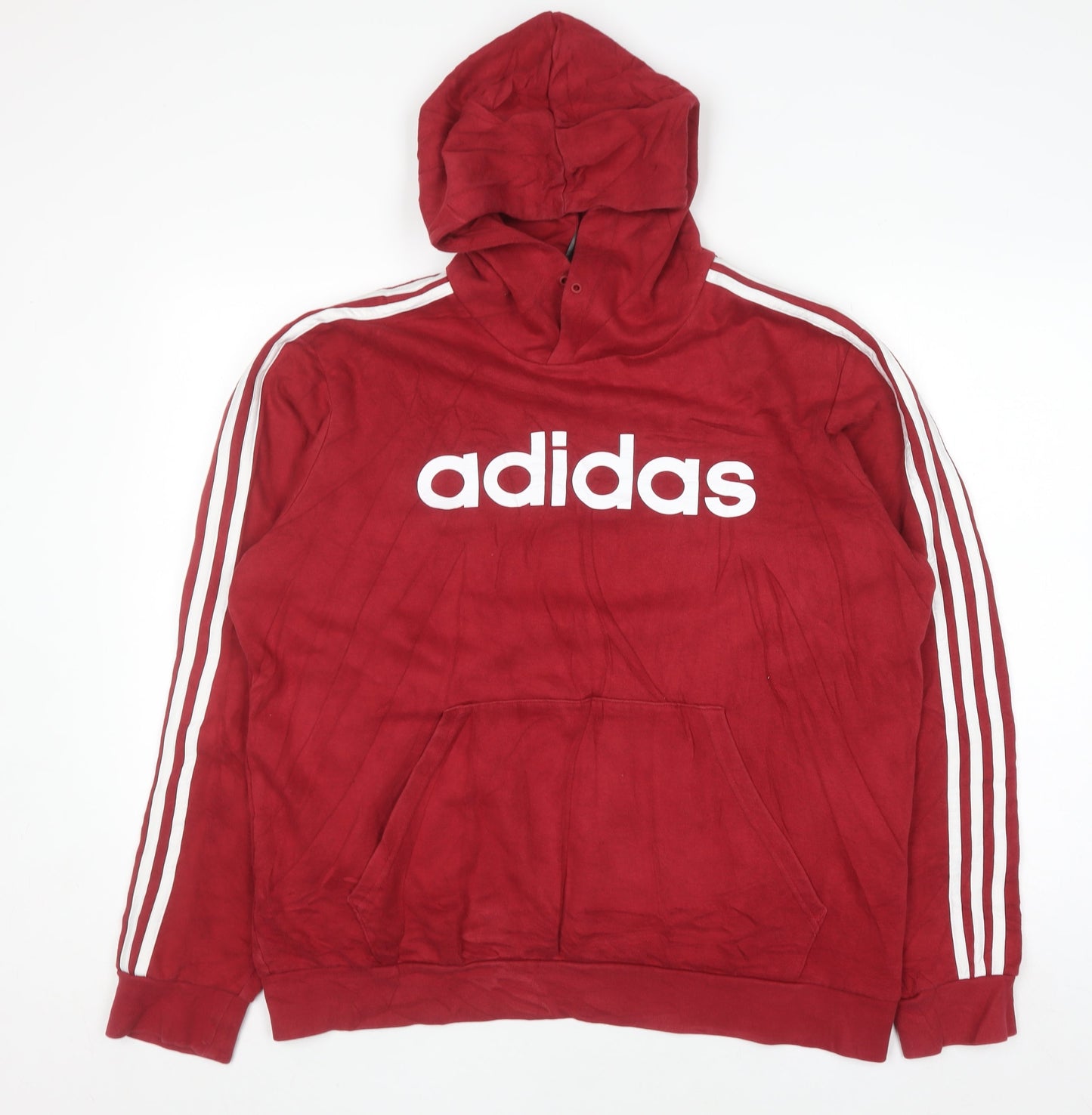 Adidas Men's Red XL Pullover Hoodie with Logo Print