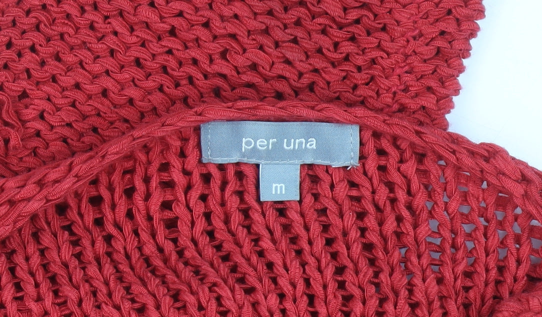Marks and Spencer Women Red Cotton Knit Cardigan M