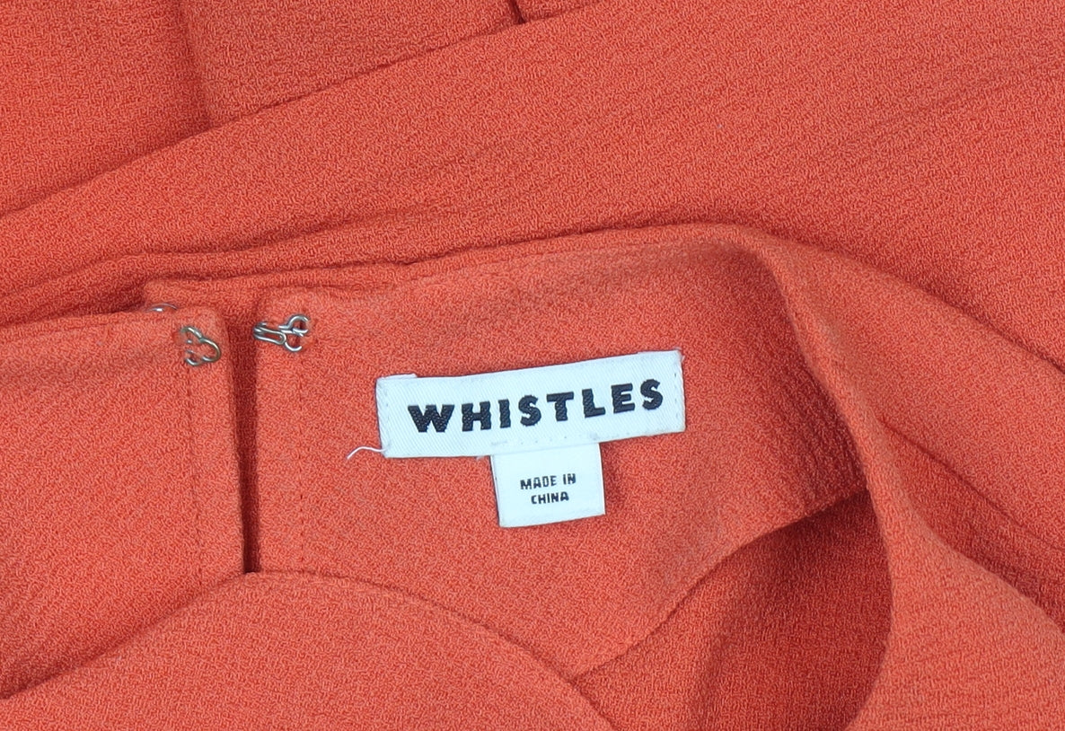 Whistles Women Orange Short Sleeve Pleated Tunic Blouse Size 12