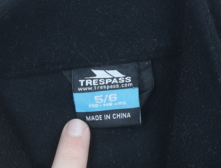 Trespass Boys Black Full Zip Fleece Sweatshirt 5-6 Years Outdoor Jacket