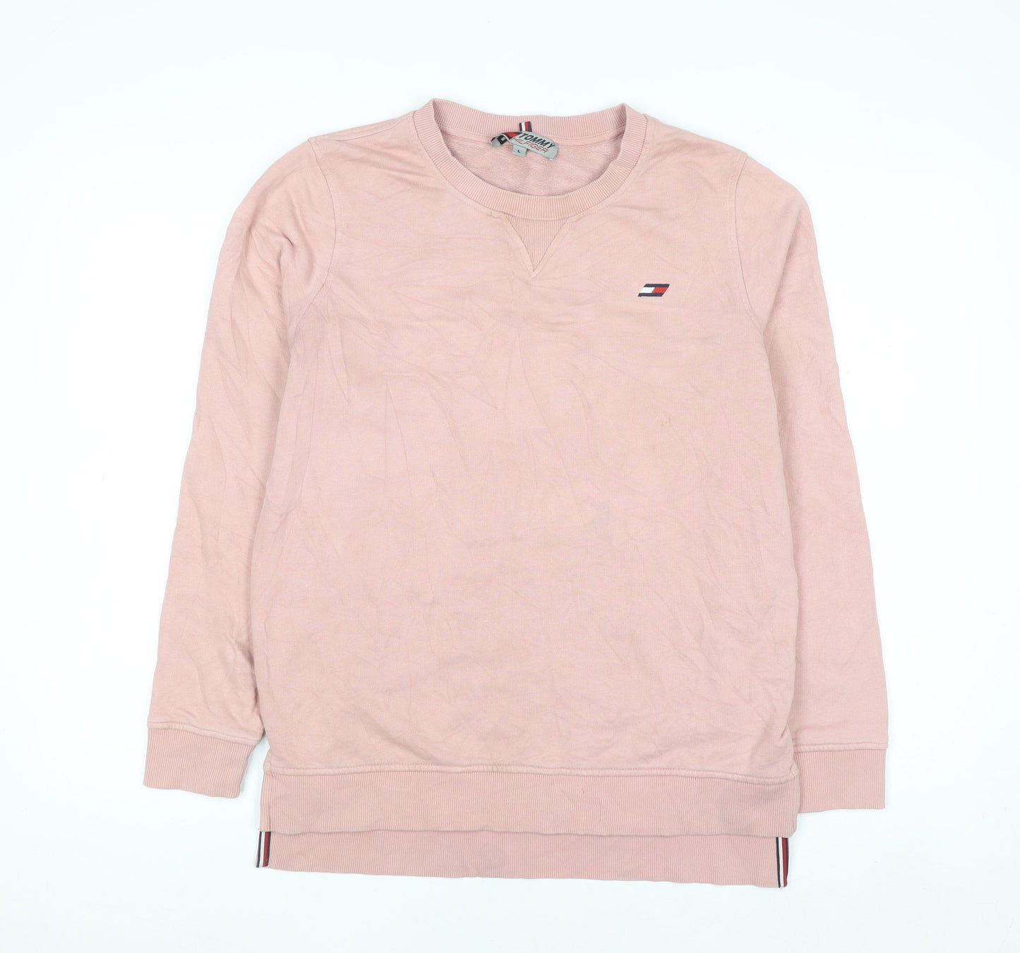 Tommy Hilfiger Womens Pink Cotton Crew Neck Pullover Sweatshirt L