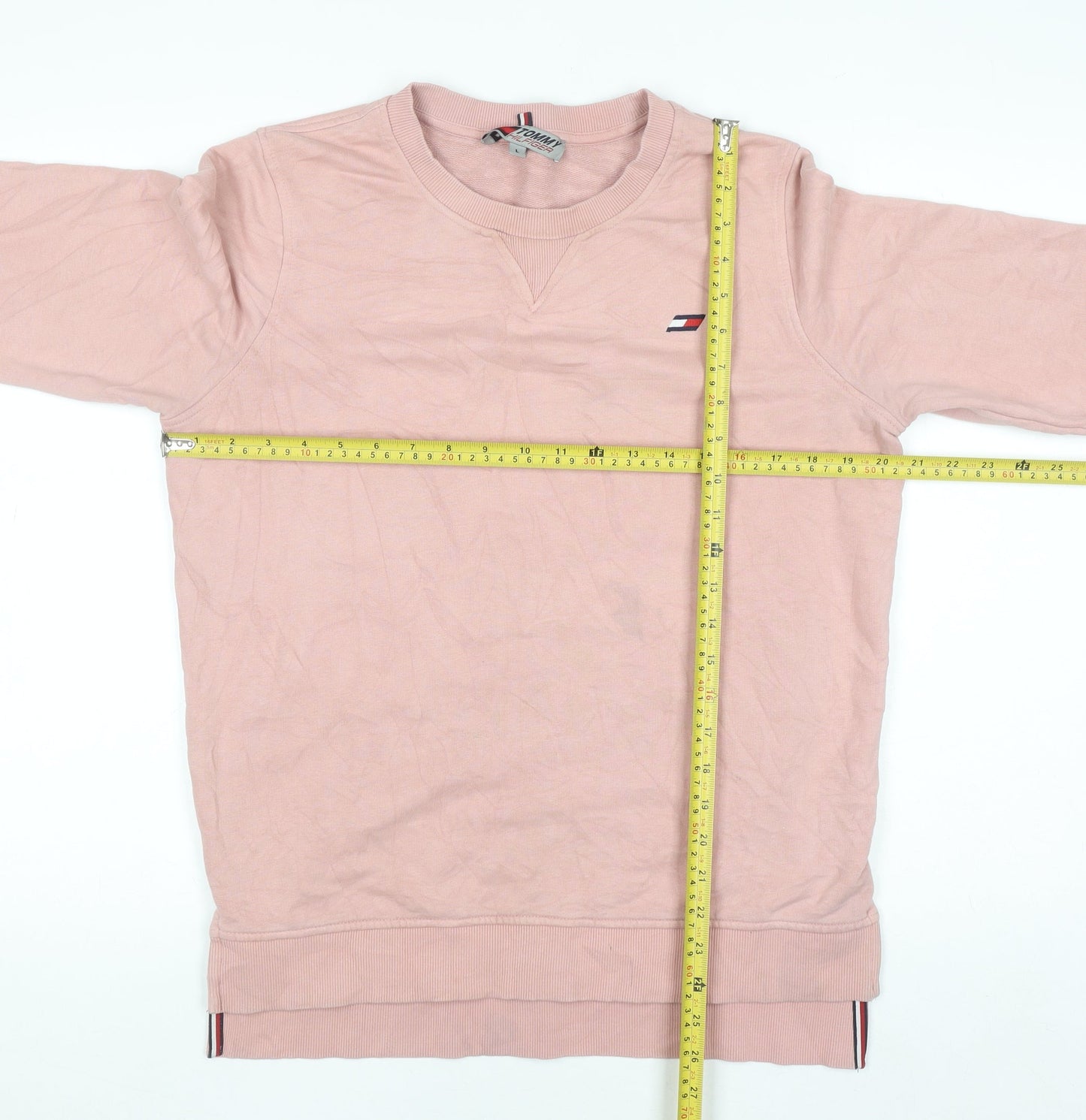 Tommy Hilfiger Womens Pink Cotton Crew Neck Pullover Sweatshirt L