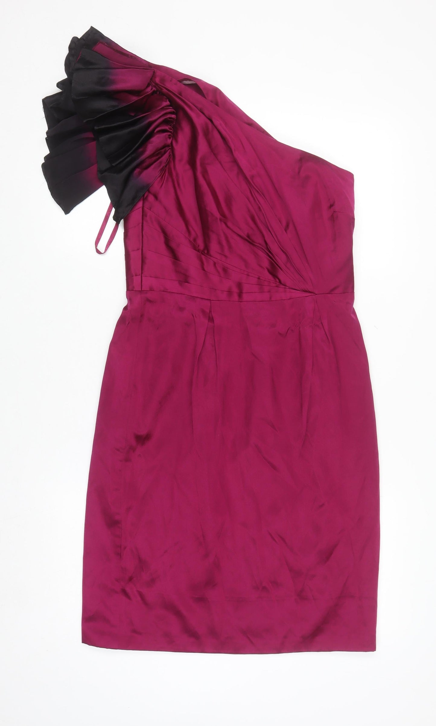 Monsoon Women Purple One Shoulder Ruffle Sheath Dress UK 10