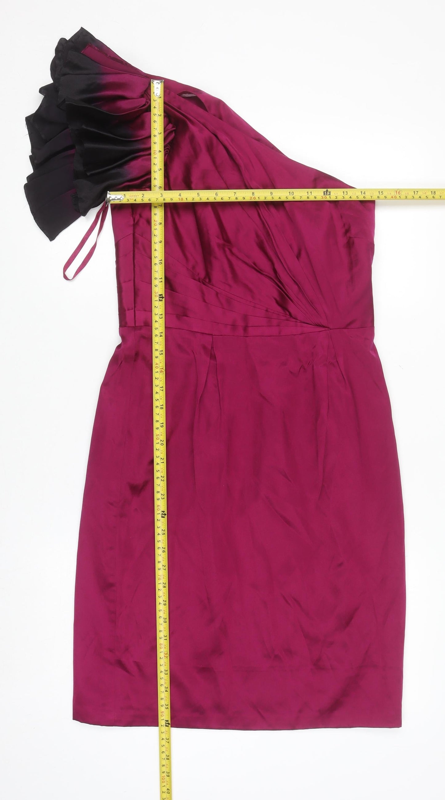Monsoon Women Purple One Shoulder Ruffle Sheath Dress UK 10