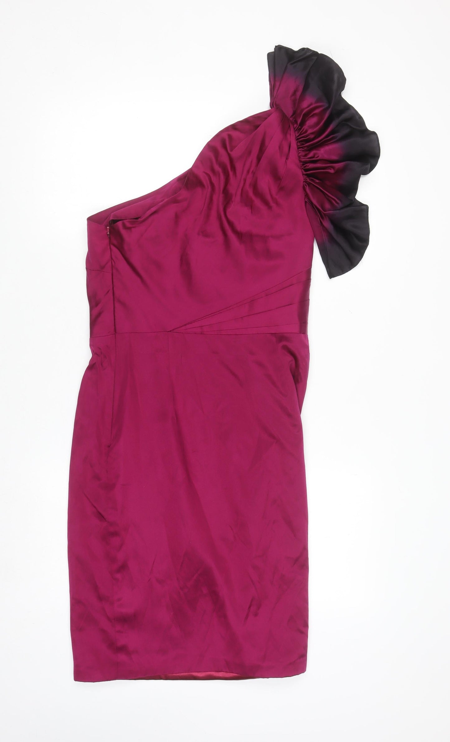 Monsoon Women Purple One Shoulder Ruffle Sheath Dress UK 10