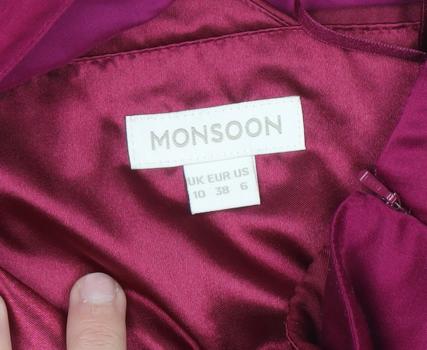Monsoon Women Purple One Shoulder Ruffle Sheath Dress UK 10