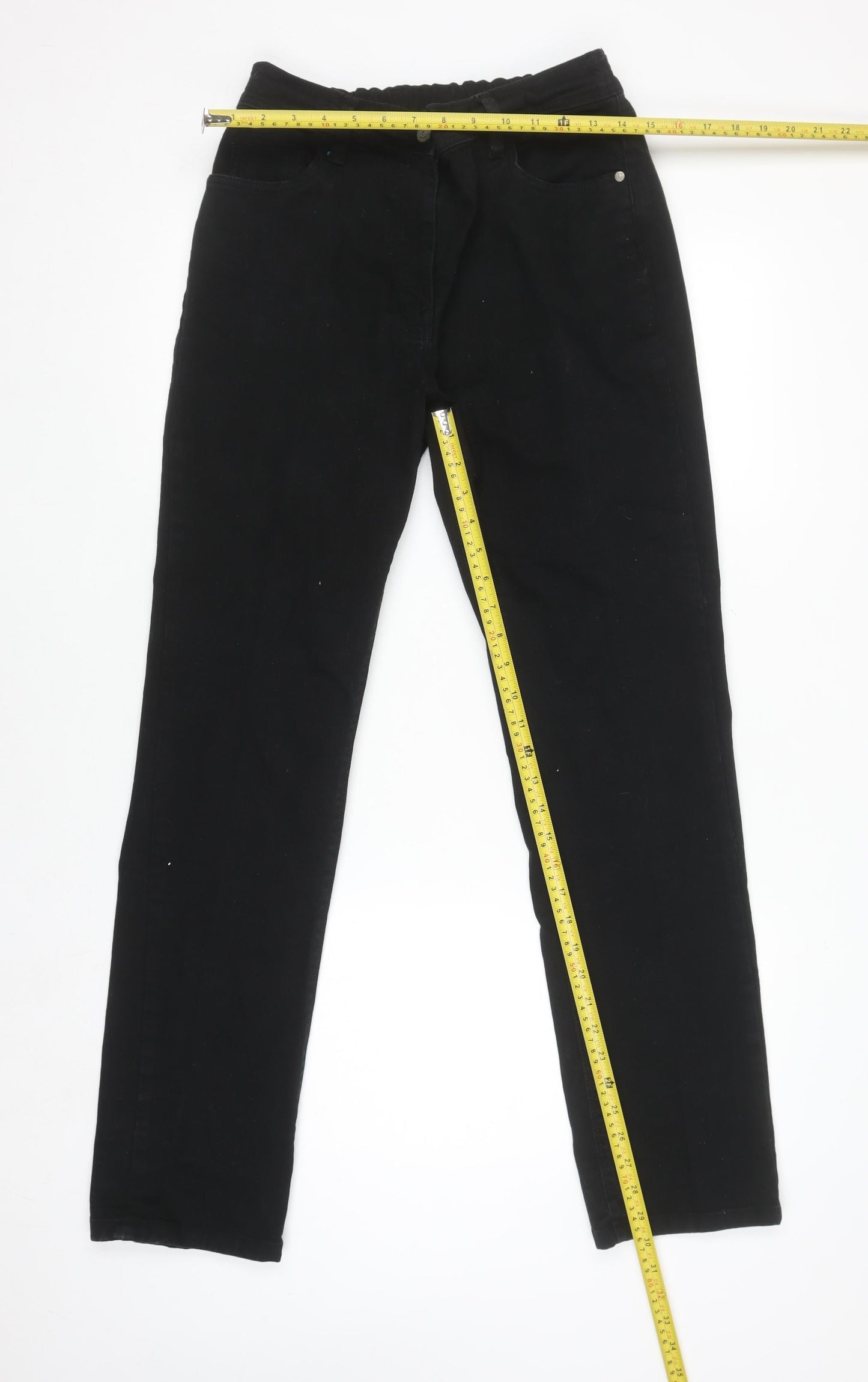 Anthology Women’s Black Denim Straight Leg Trousers Size 12