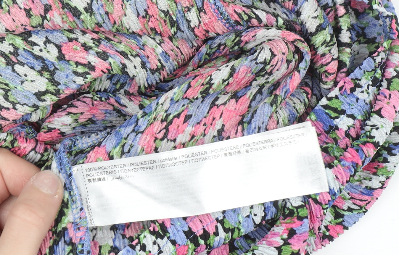 MNG Women’s Multicoloured Floral Ruched Midi Dress Size 8