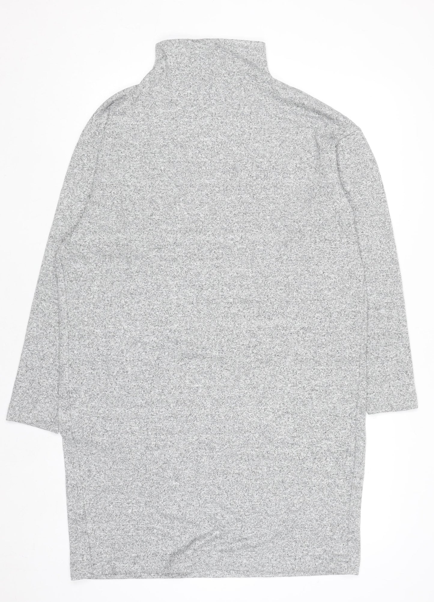 Uniqlo Women Grey Knit High Neck Long Sleeve Shift Dress L